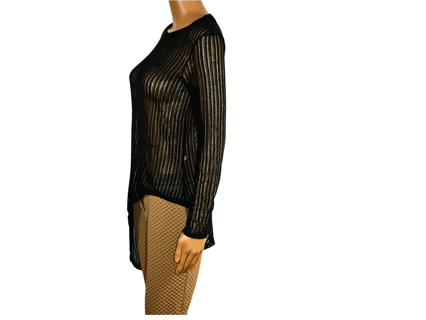Bershka transparentes, langärmeliges, asymmetrisches Oberteil