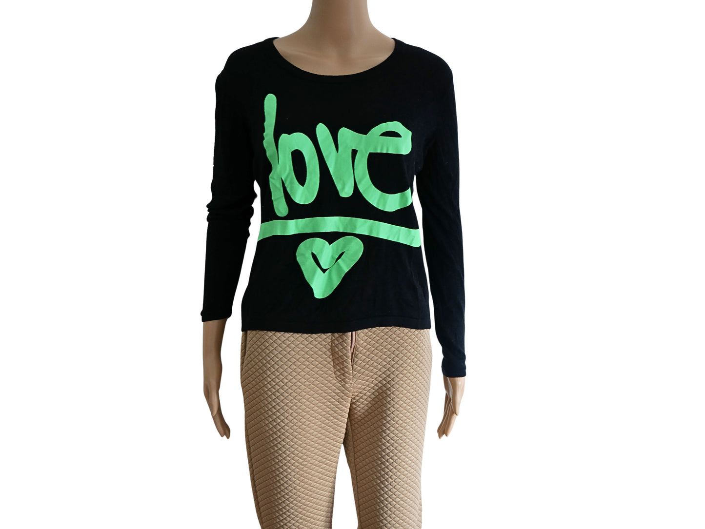 Langarmshirt mit grünem Aufdruck für Damen