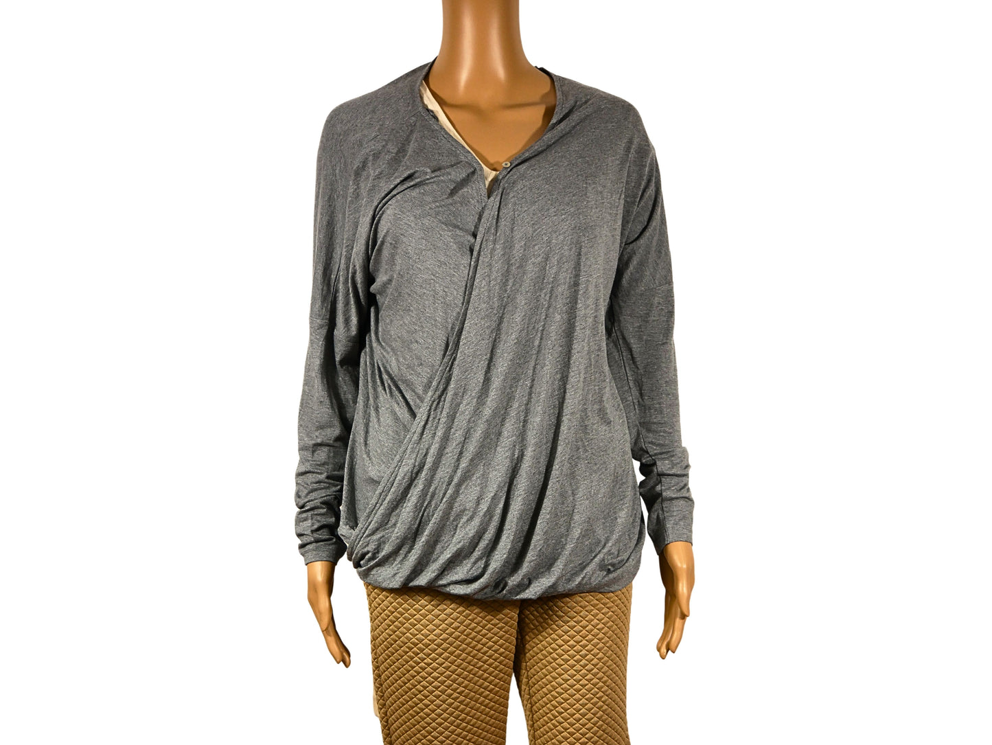 Women's gray asymmetrical long sleeve top