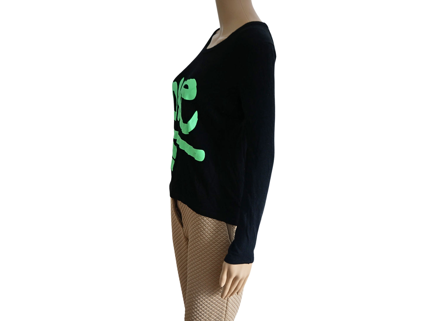Langarmshirt mit grünem Aufdruck für Damen