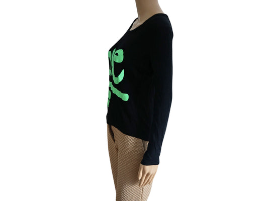 Women's long sleeve top with green print