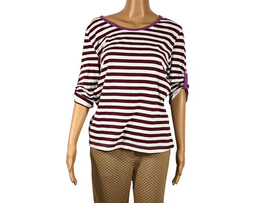 Vivance striped top with 3/4 sleeves