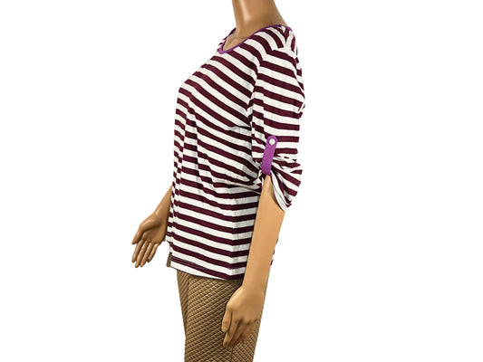 Vivance striped top with 3/4 sleeves