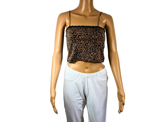 Trendy sleeveless animal print top