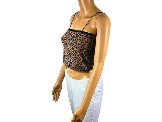 Trendy sleeveless animal print top