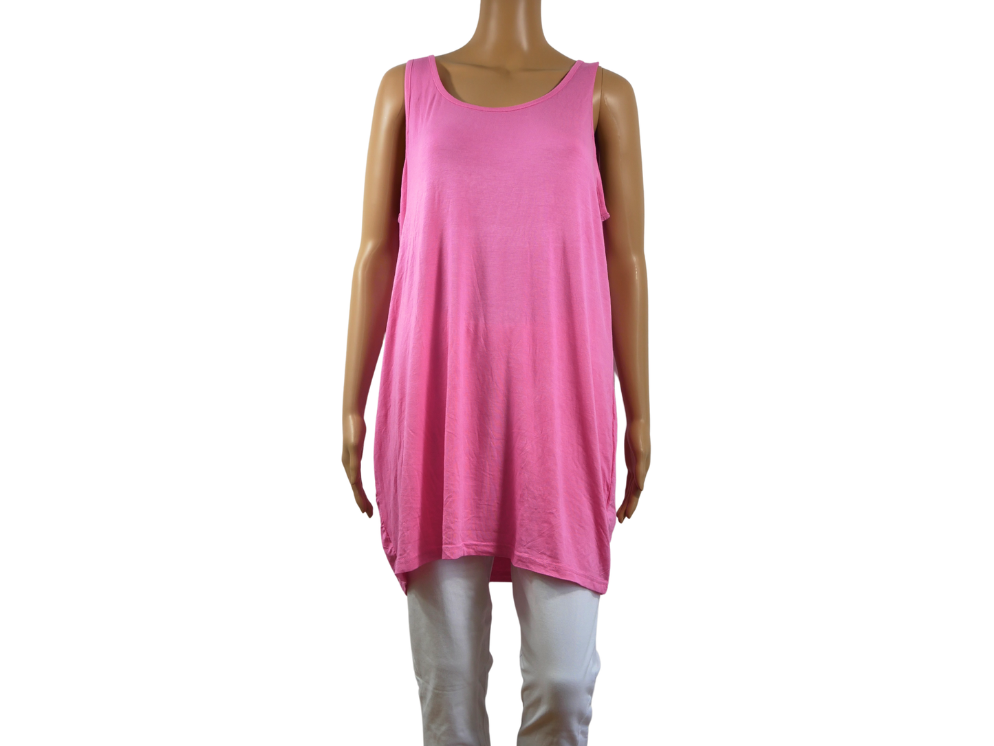 Langes rosa STUDIO-Top mit weitem Ausschnitt für Damen