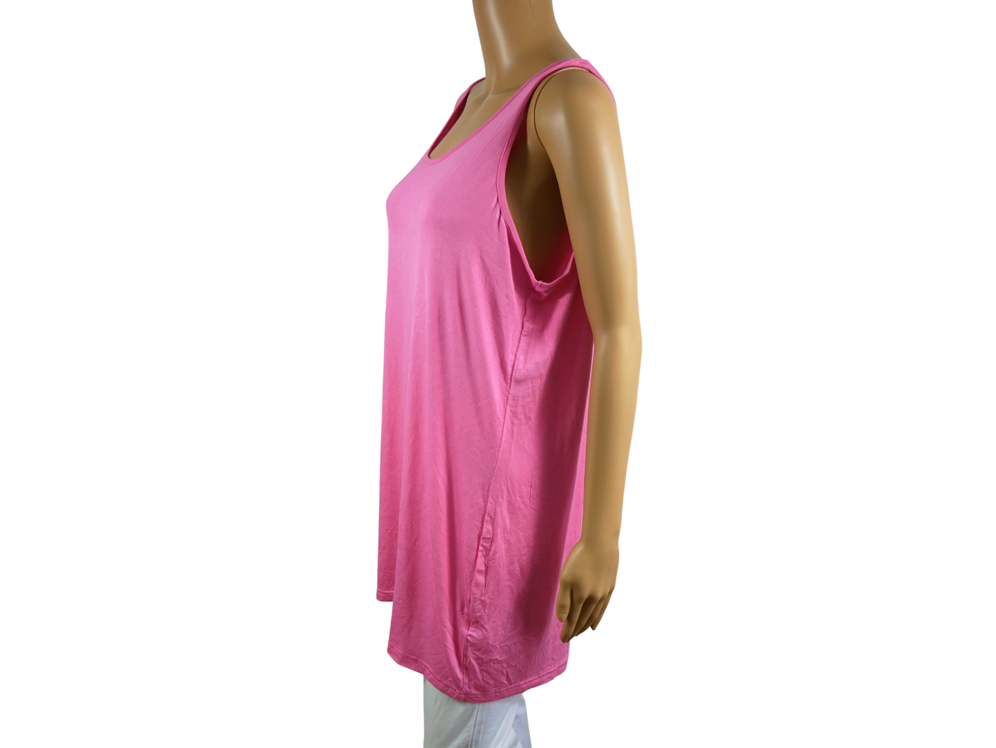 Langes rosa STUDIO-Top mit weitem Ausschnitt für Damen