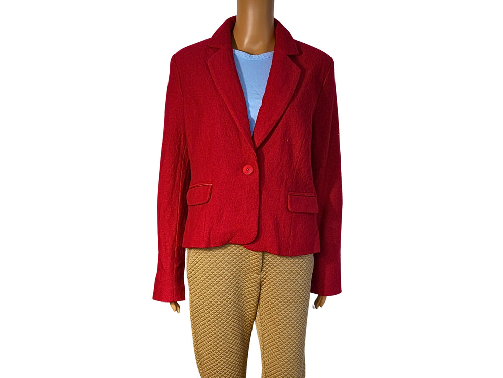 Rote Blazerjacke aus gekochter Wolle für Damen