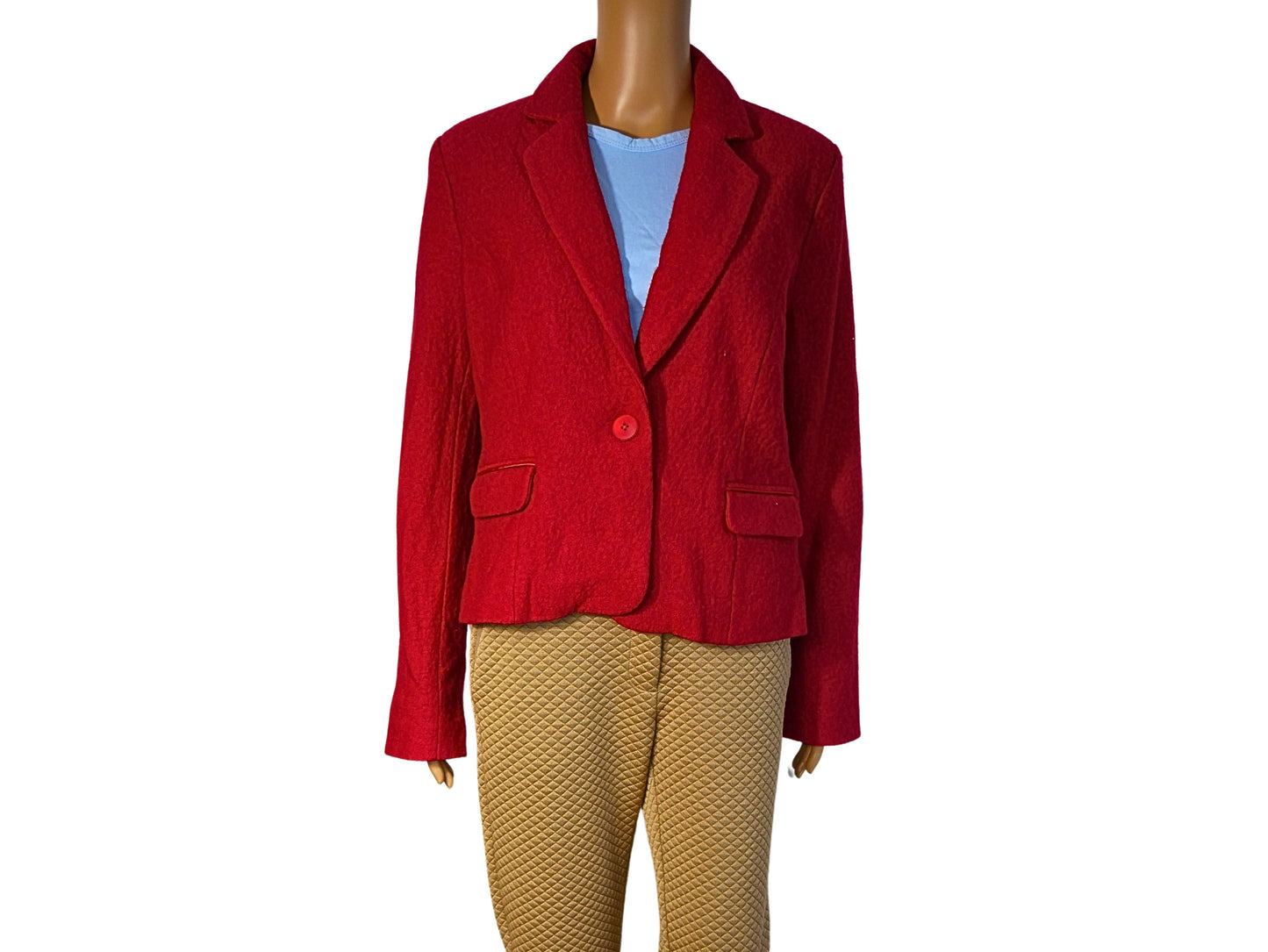 Women's Red Boiled Wool Blazer Jacket