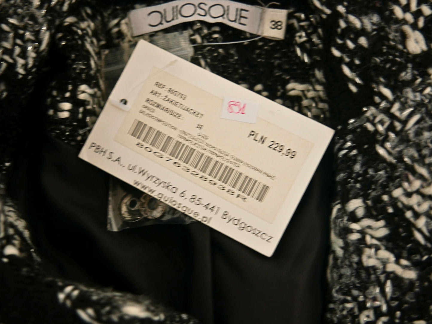 Quiosque Women's Black and White Tweed Jacket