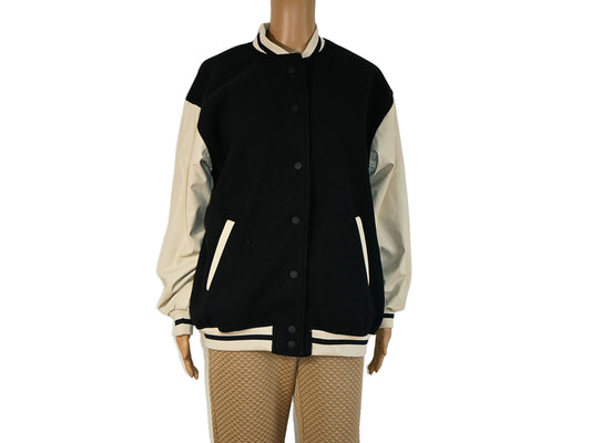 Divided Button Up Varsity Jacket