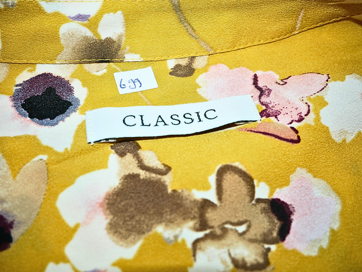 classic yellow blouse with floral print