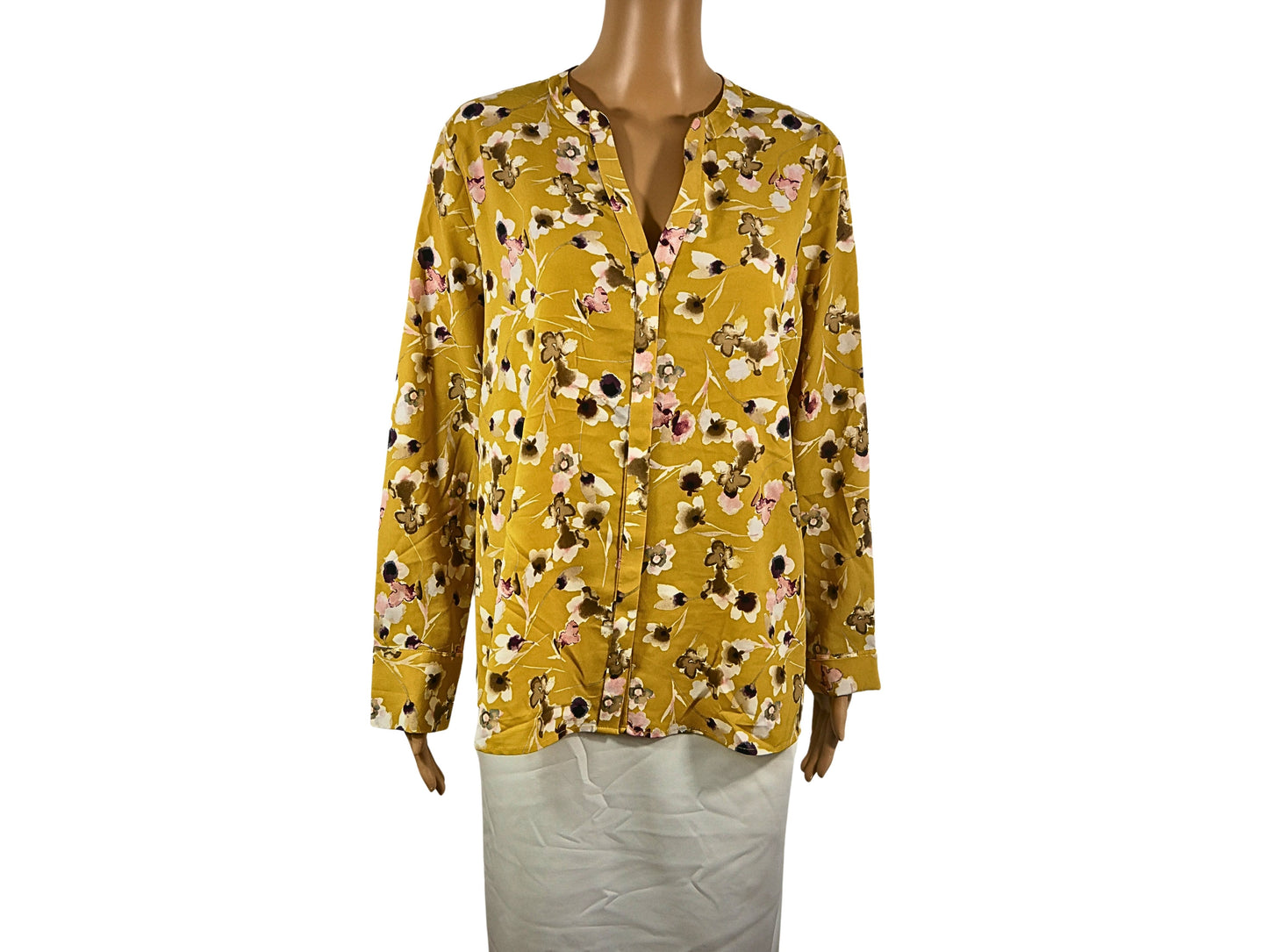 classic yellow blouse with floral print
