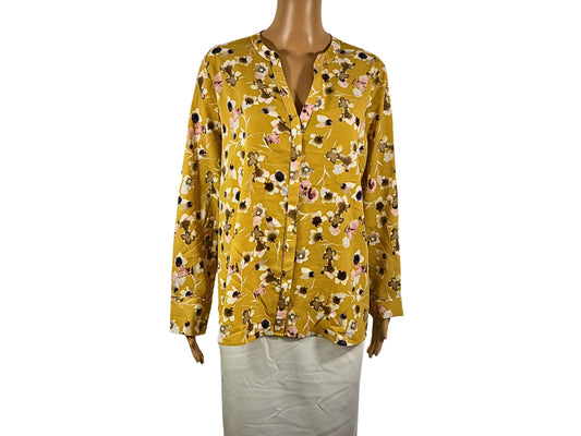 classic yellow blouse with floral print