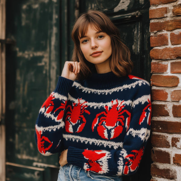 Femme avec pullover vintage