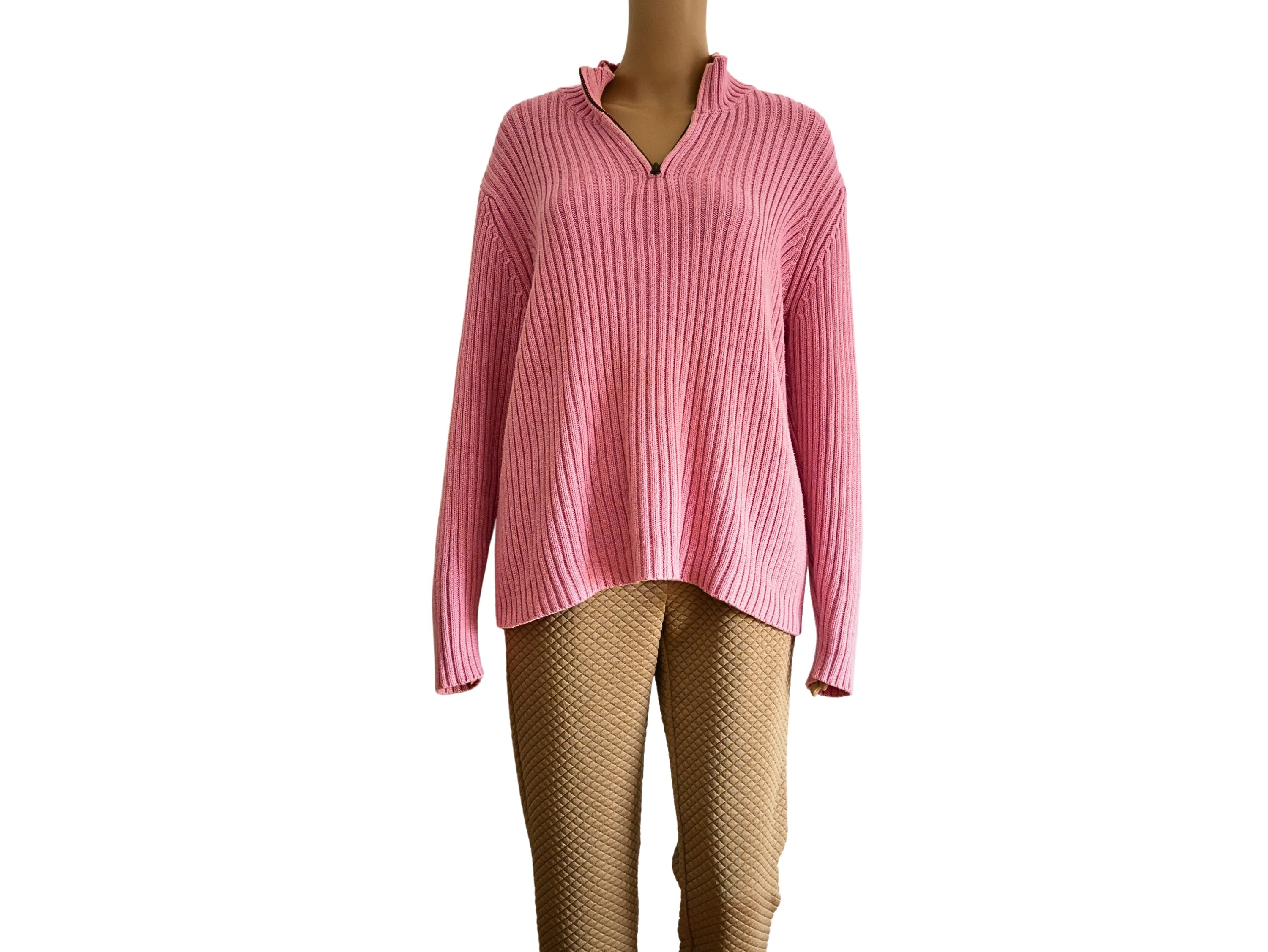 Pullover manches longues rose avec fermeture LANDS'END