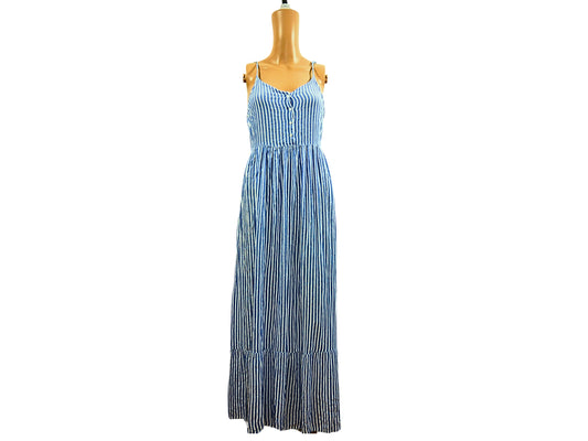 Robe longue bretelles fines à rayures Gina