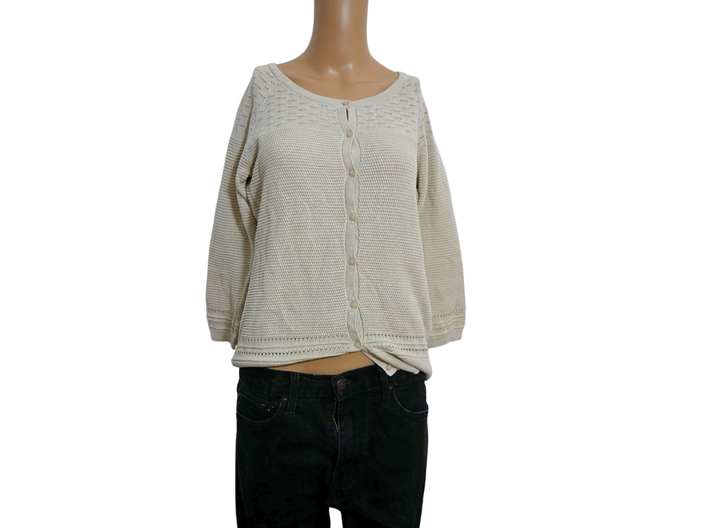 Pullover trois-quarts beige de seconde main
