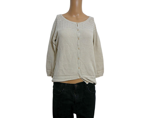 Pullover trois-quarts beige de seconde main