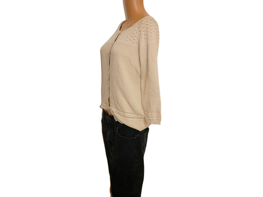 Pullover trois-quarts beige de seconde main
