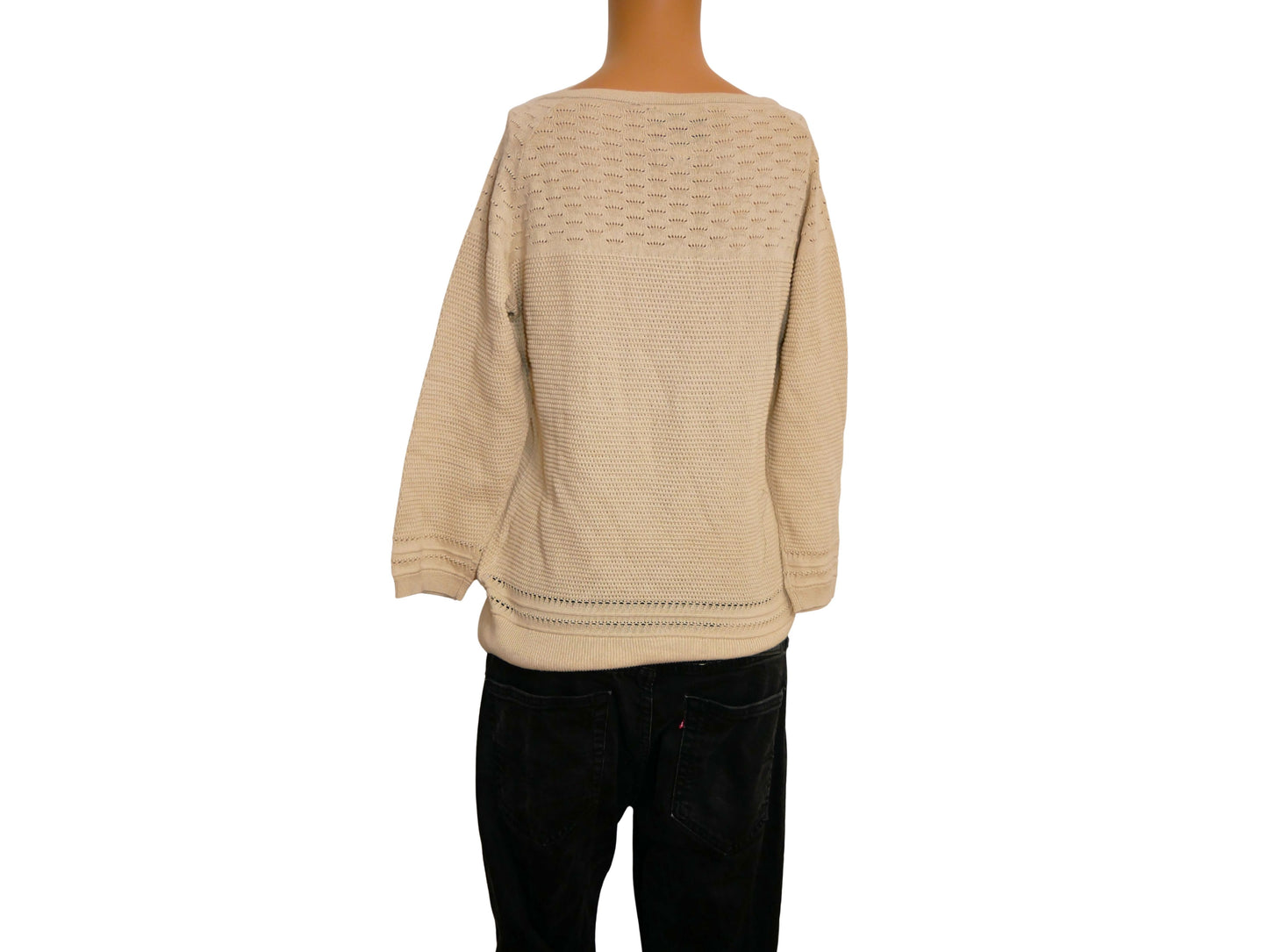 Pullover trois-quarts beige de seconde main