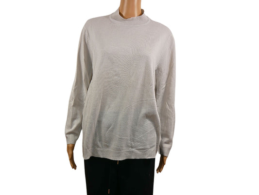 Pull col haut gris maille fine