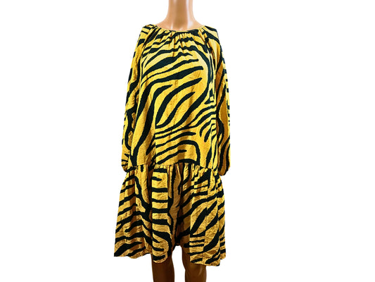 Robe jaune imprimée H&M