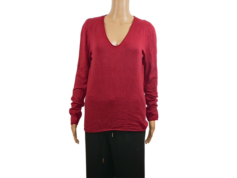 Pull maille fine rouge col V S.Oliver