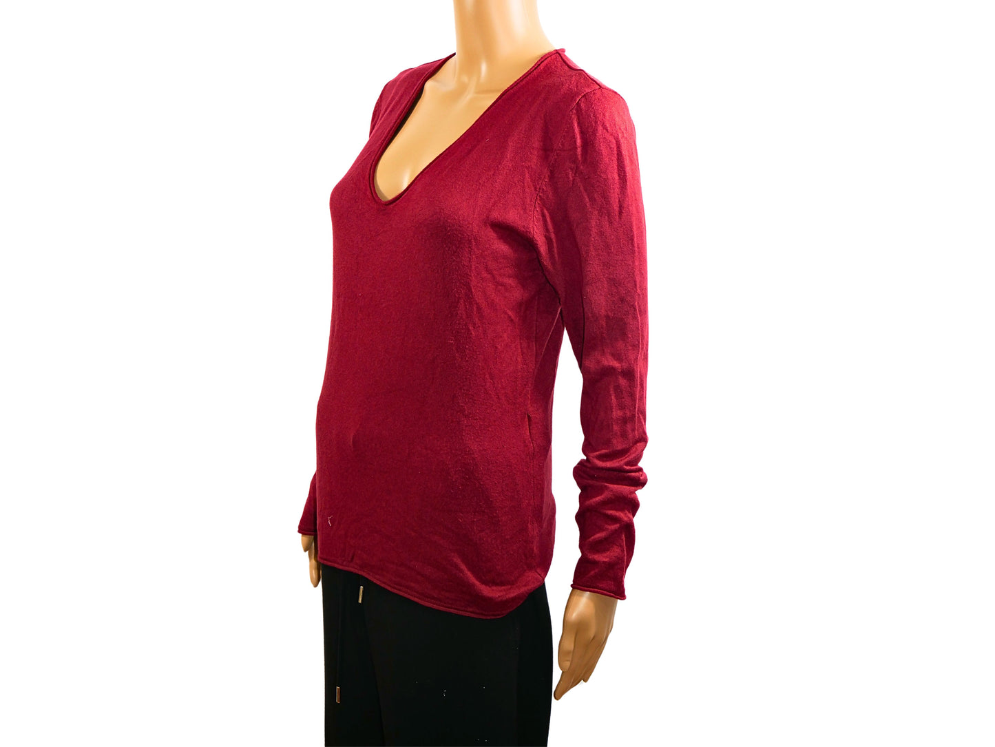 Pull maille fine rouge col V S.Oliver