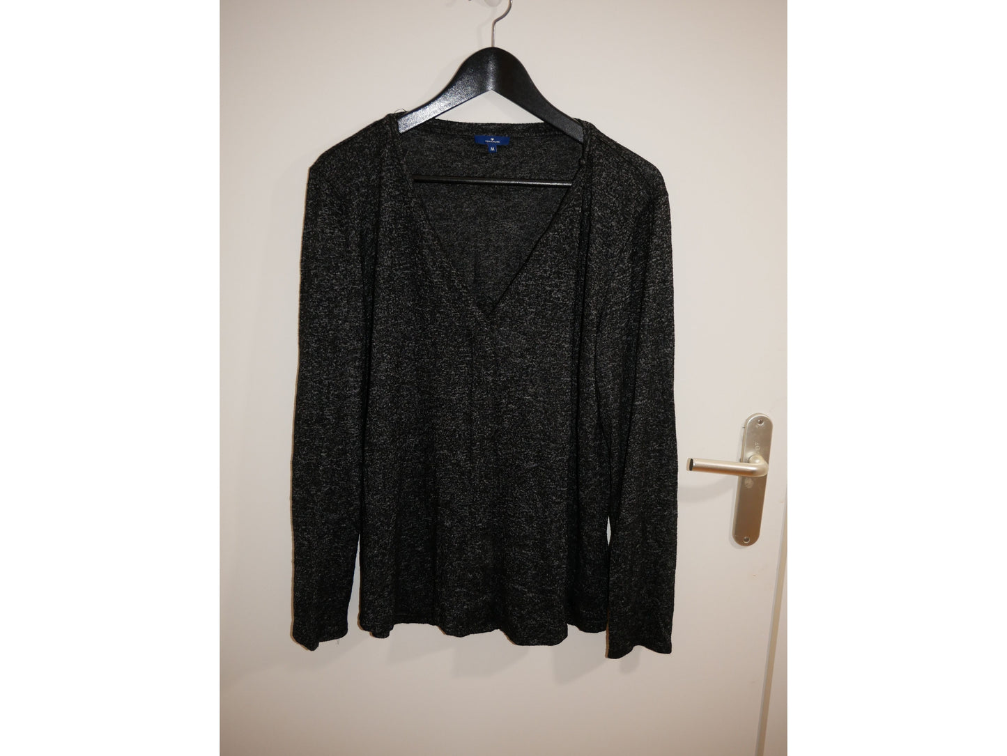 Pullover col V Tom Tailor noir pour femme taille M