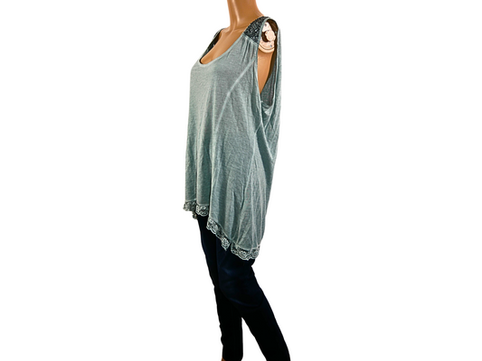 Top long fluide gris