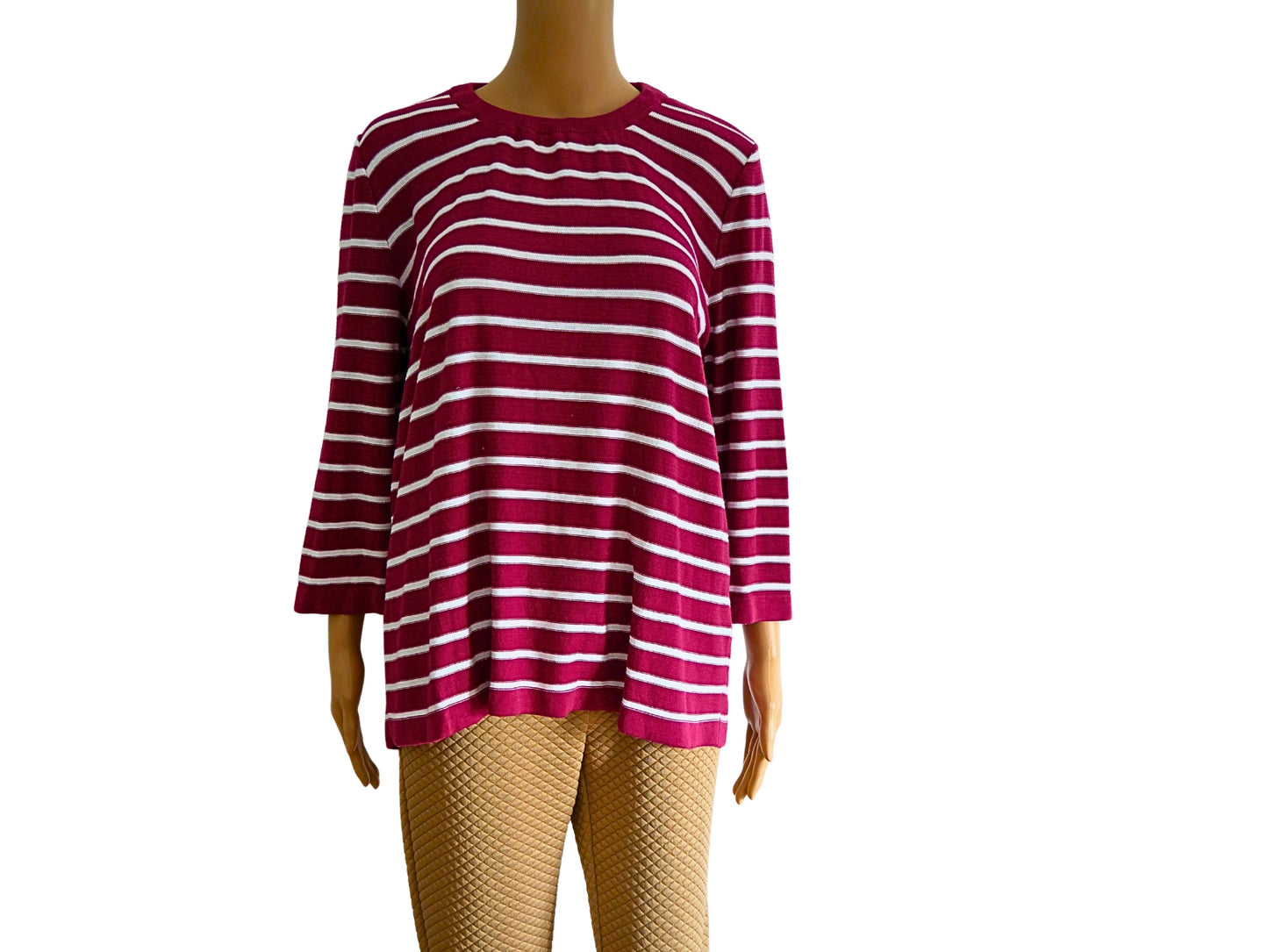 Women's 3/4 red and white striped sweater