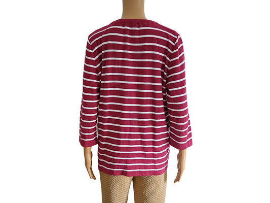 Women's 3/4 red and white striped sweater