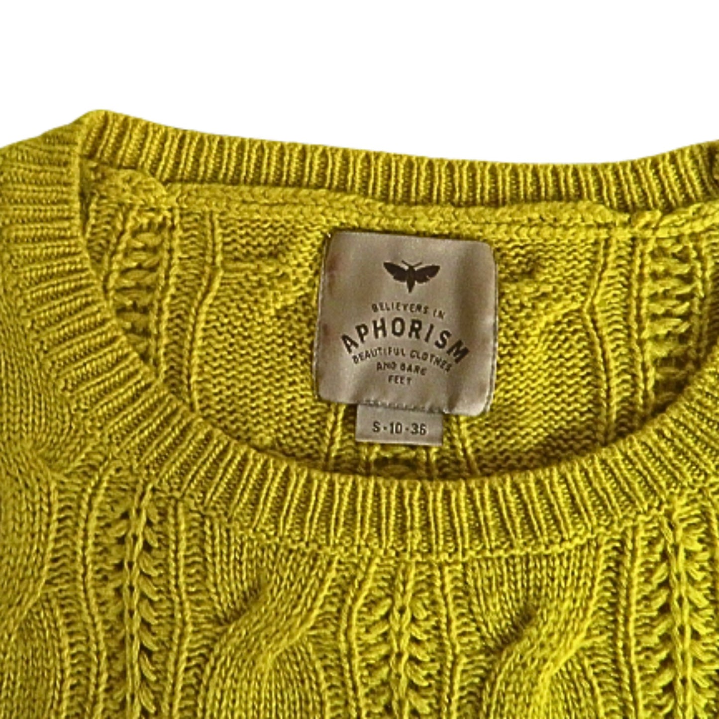 Aphorism Zopfstrickpullover aus Wolle