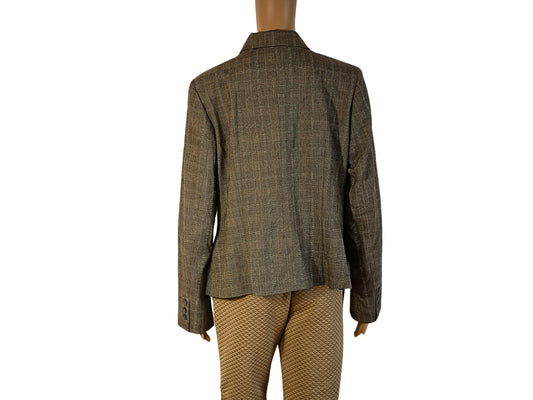 Brown plaid blazer for women from the Quiosque brand