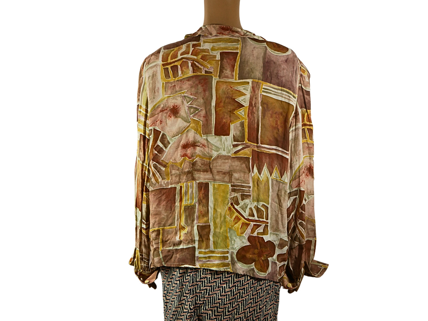 Vintage silk blouse with savannah pattern