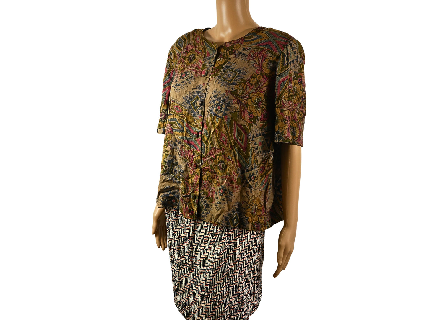 Vintage oversized short sleeve blouse for women