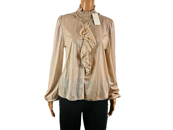 Beige high neck blouse