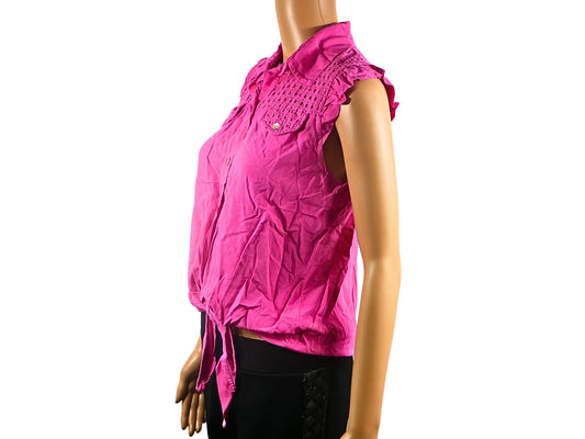 Blouse fuchsia nouée pour femme