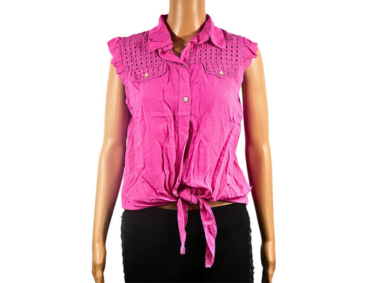 Blouse fuchsia nouée pour femme