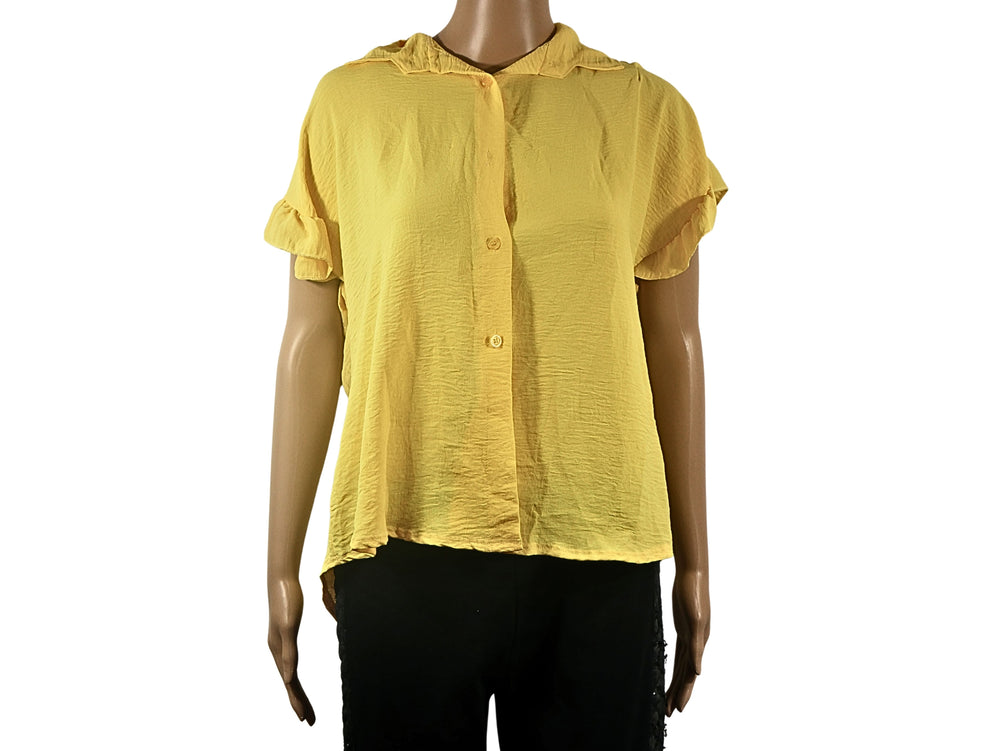 Yellow solid color blouse