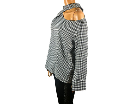 Blouse manches longues motif carreaux