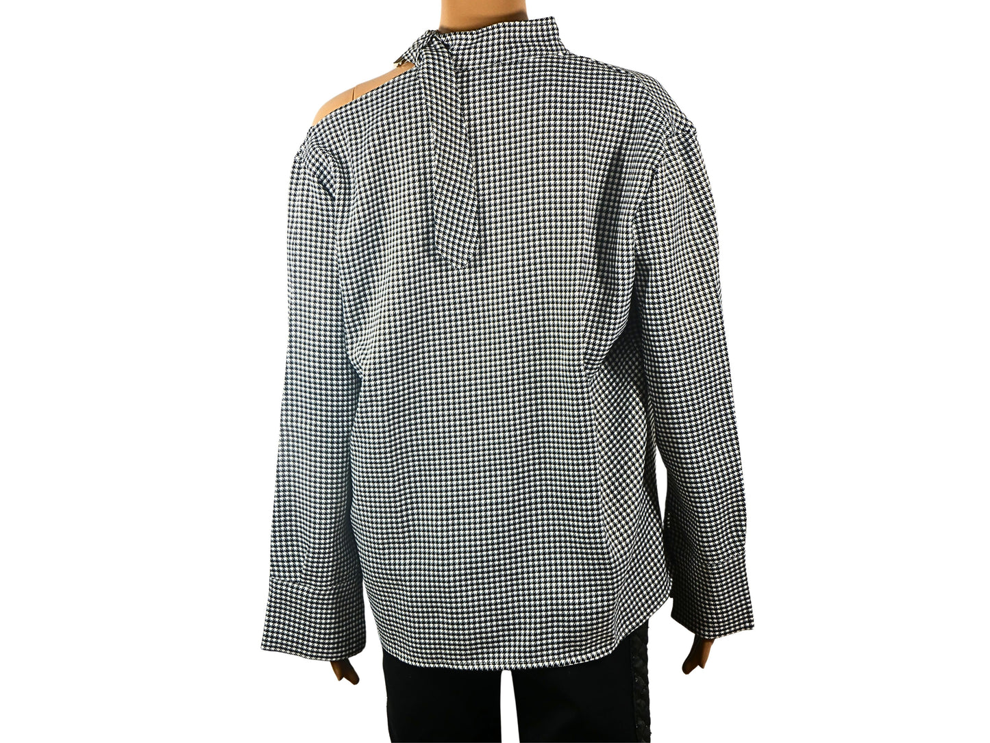 Long-sleeved check pattern blouse