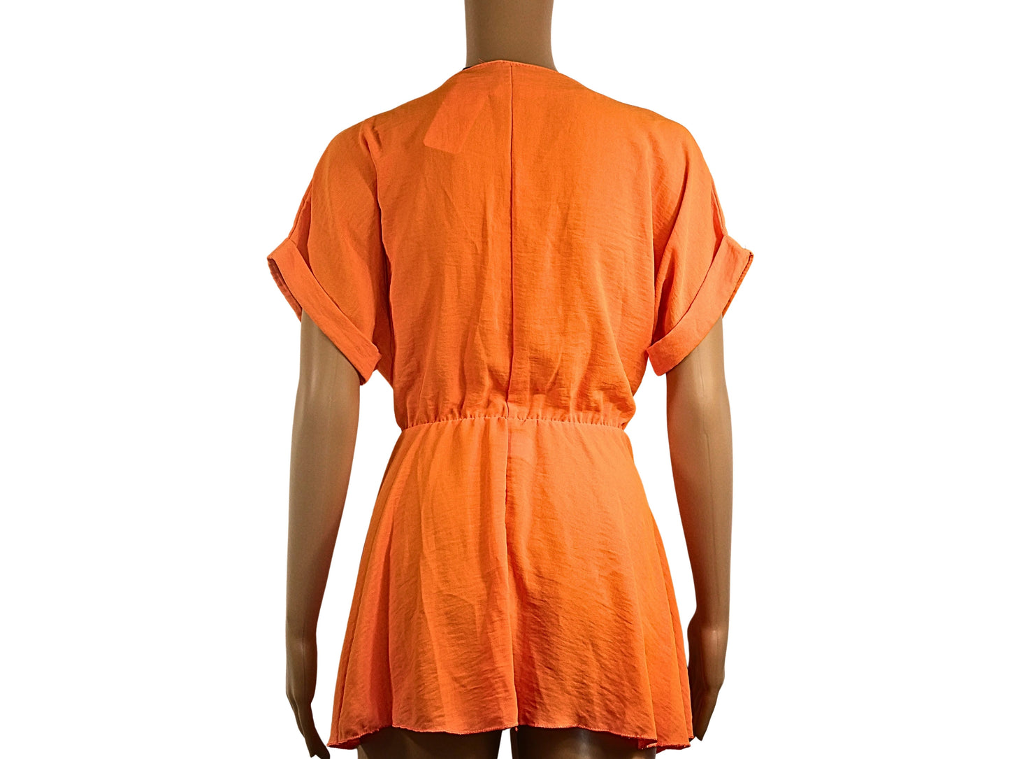 Blouse orange couleur unie avec ceinture