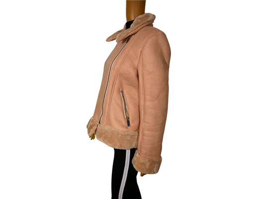 Blouson aviateur en imitation cuir - Vieux rose