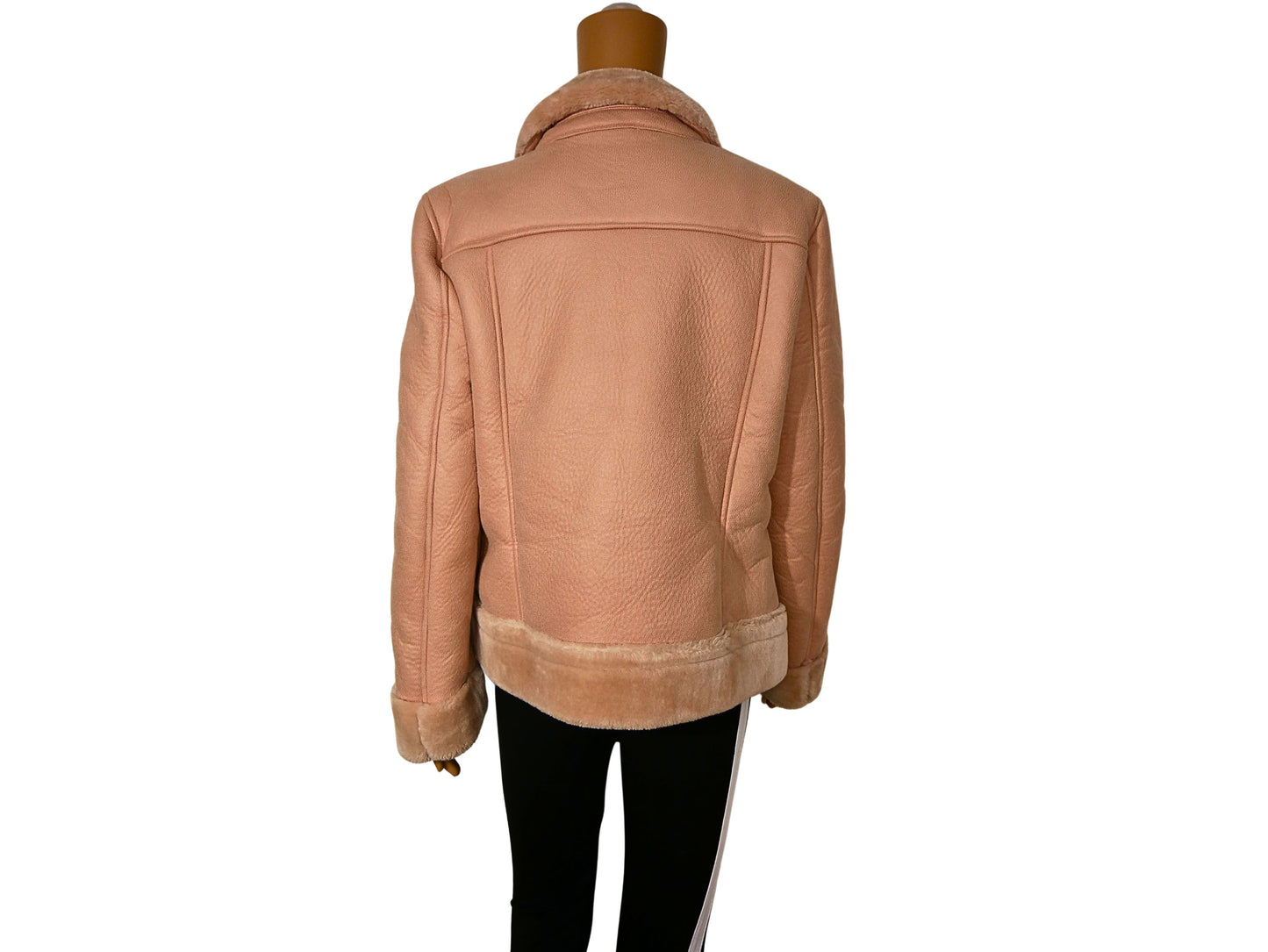 Faux Leather Bomber Jacket - Old Pink