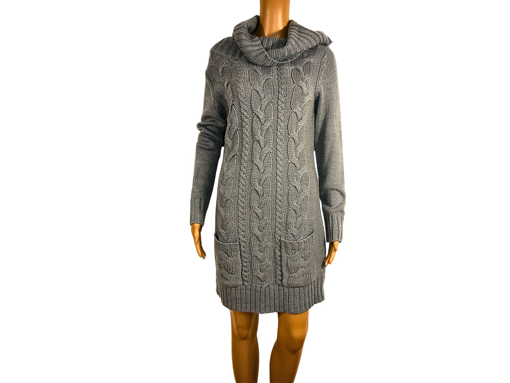 Robe courte en maille grise col roulé Bonprix