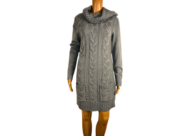 Robe courte en maille grise col roulé Bonprix