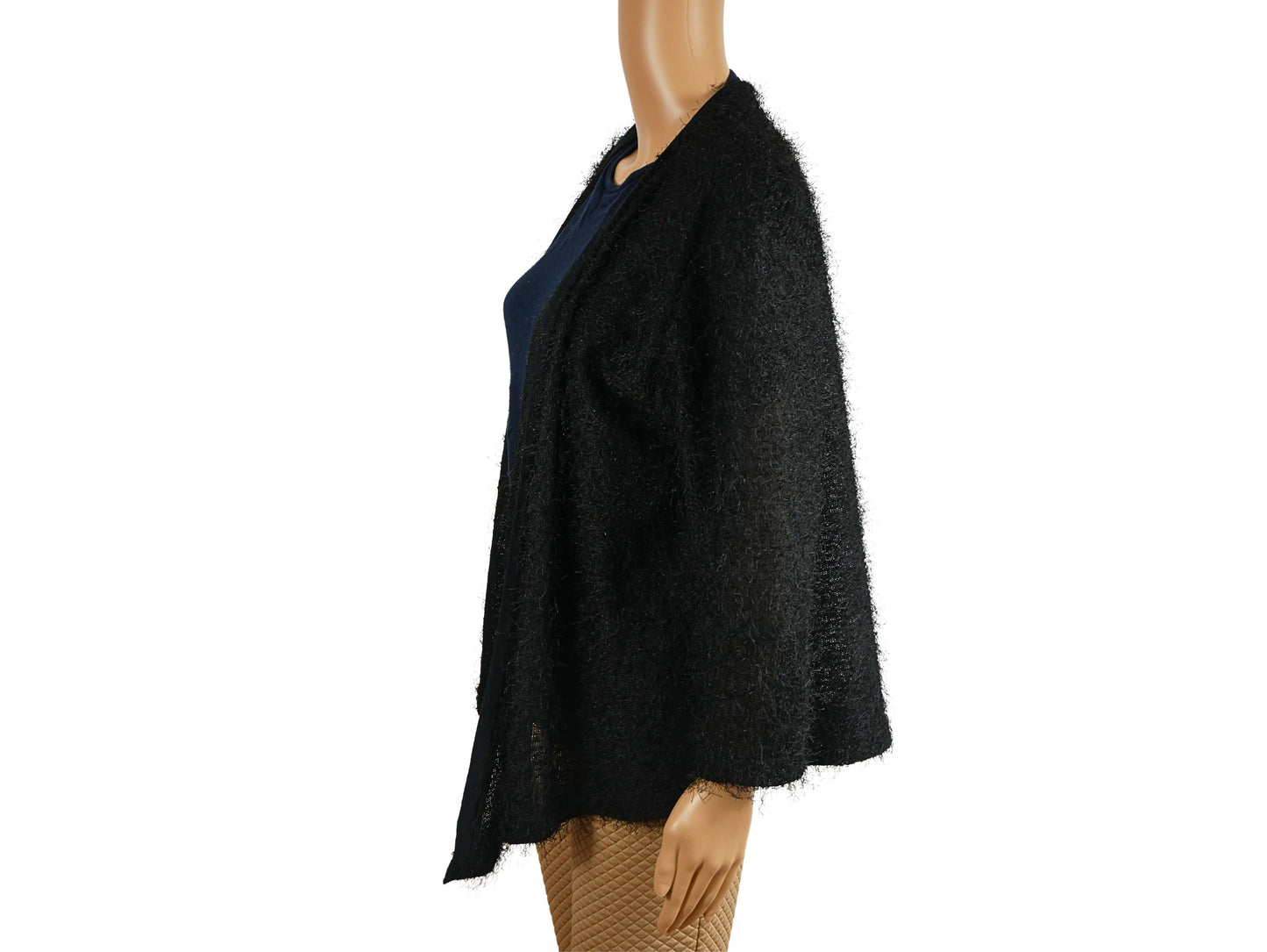 Cardigan noir en maille manches 3/4 pour femme