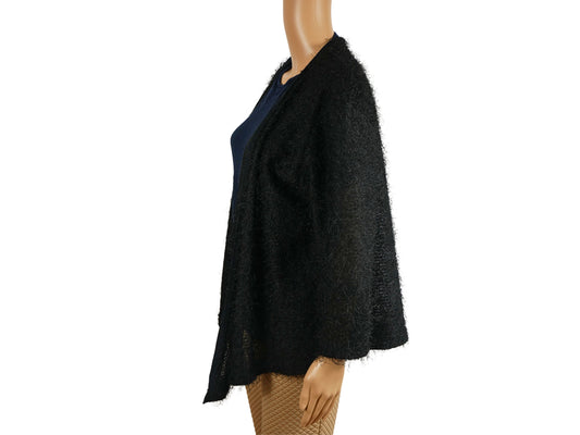 Women's black 3/4 sleeve knit cardigan